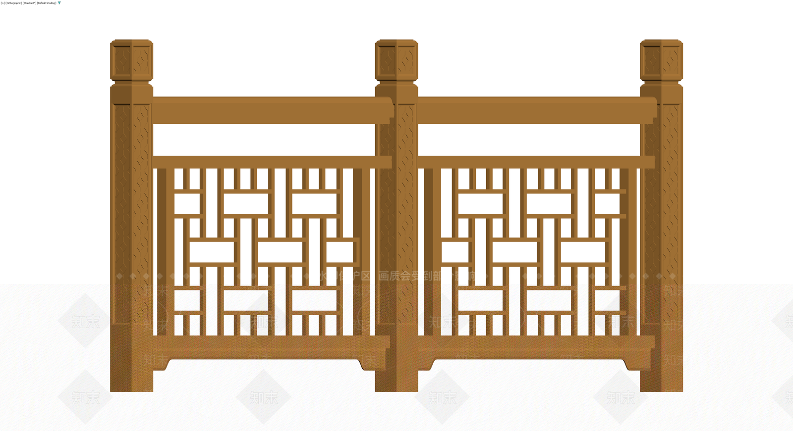 中式木质景观栏杆3D模型下载【ID:1229875163】