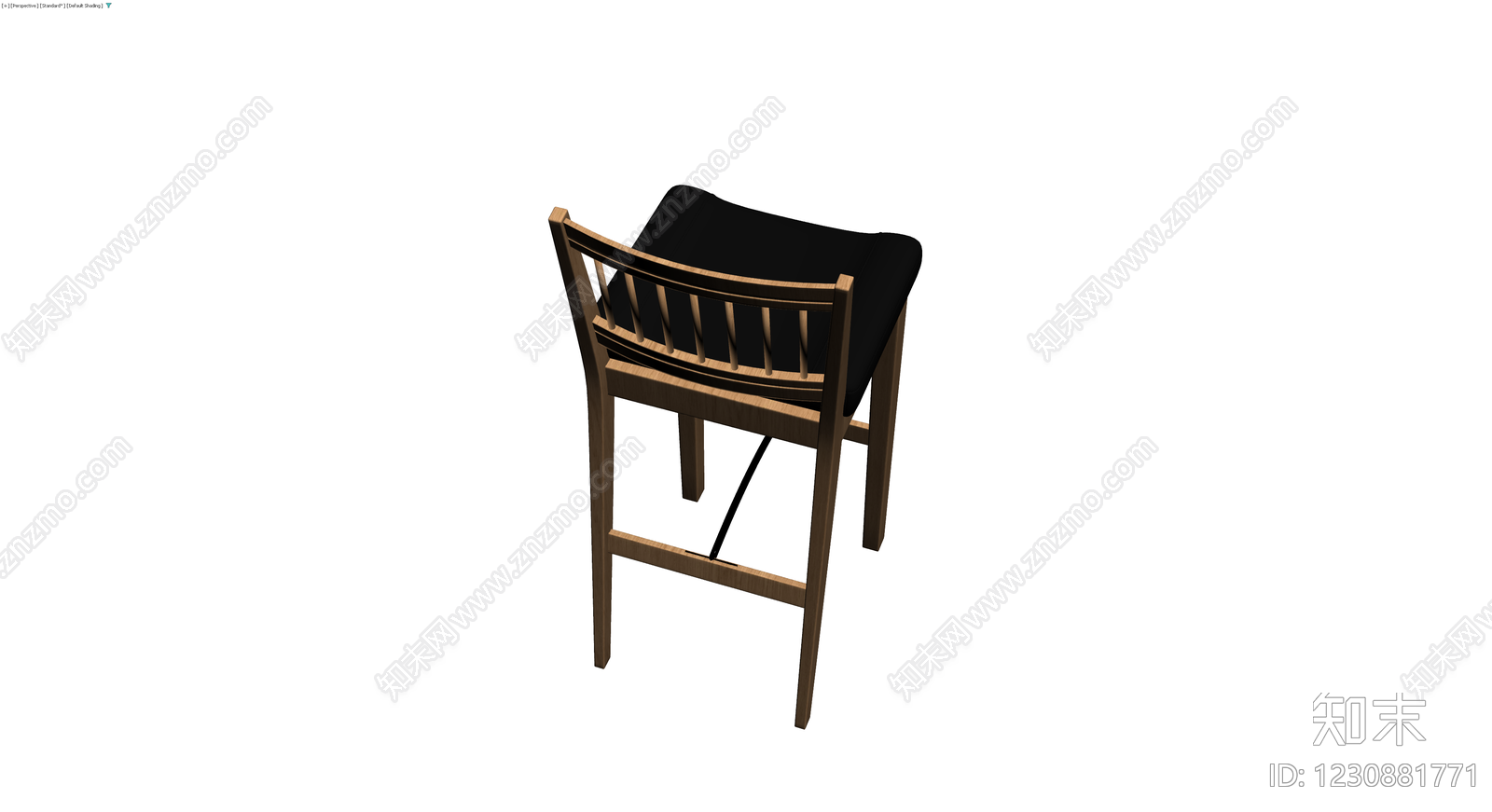 木质靠背高脚凳3D模型下载【ID:1230881771】