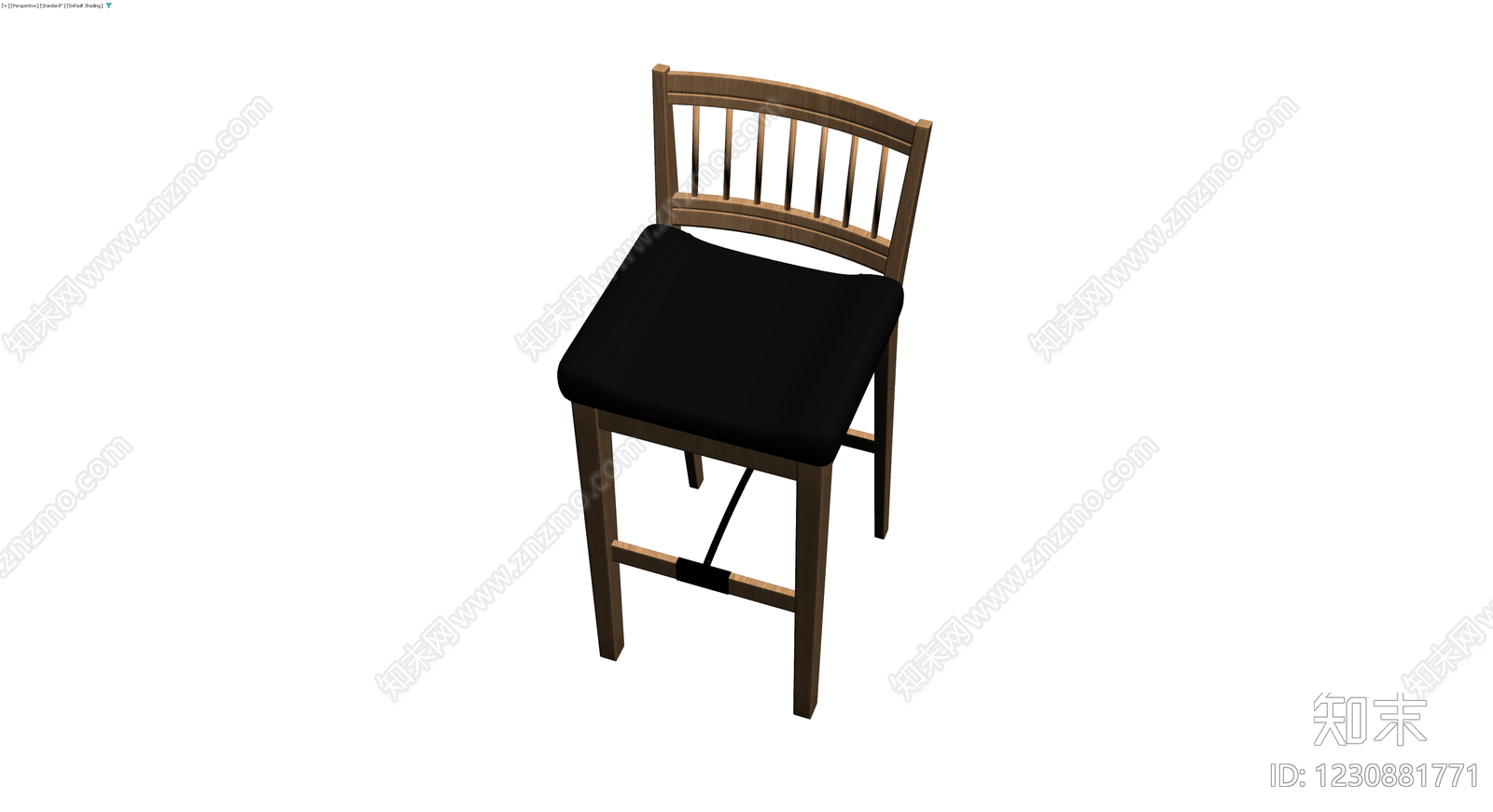 木质靠背高脚凳3D模型下载【ID:1230881771】
