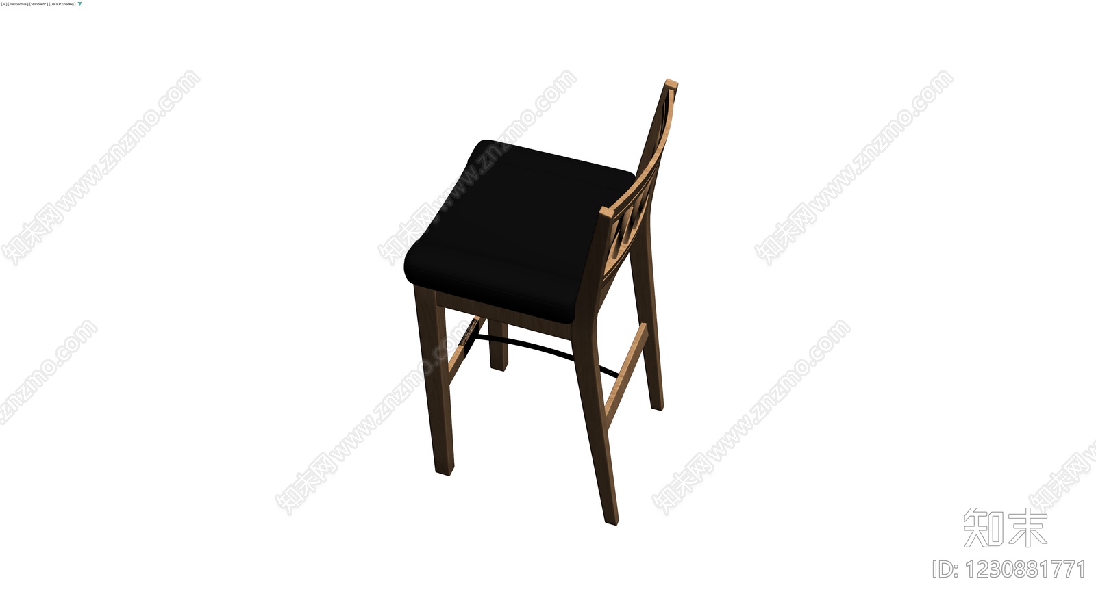 木质靠背高脚凳3D模型下载【ID:1230881771】