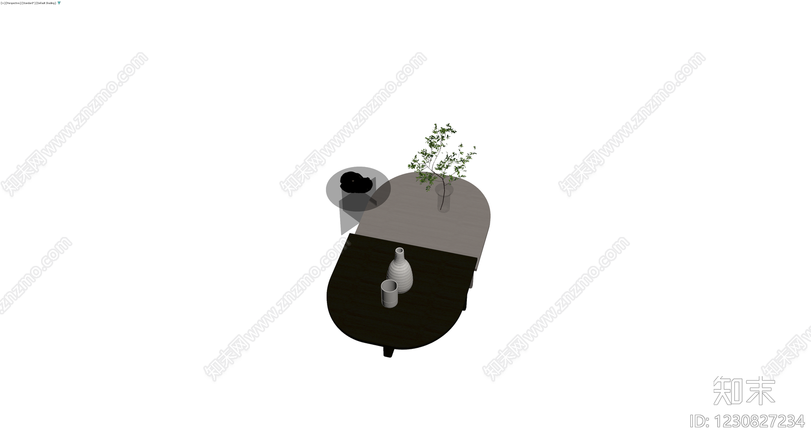 组合茶几与装饰摆件3D模型下载【ID:1230827234】