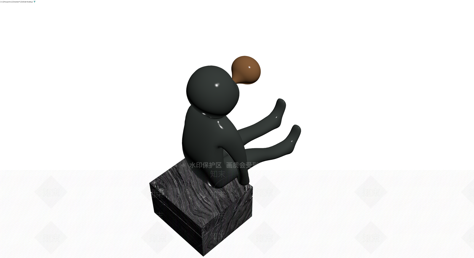黑灰人形坐姿雕塑3D模型下载【ID:1229684911】
