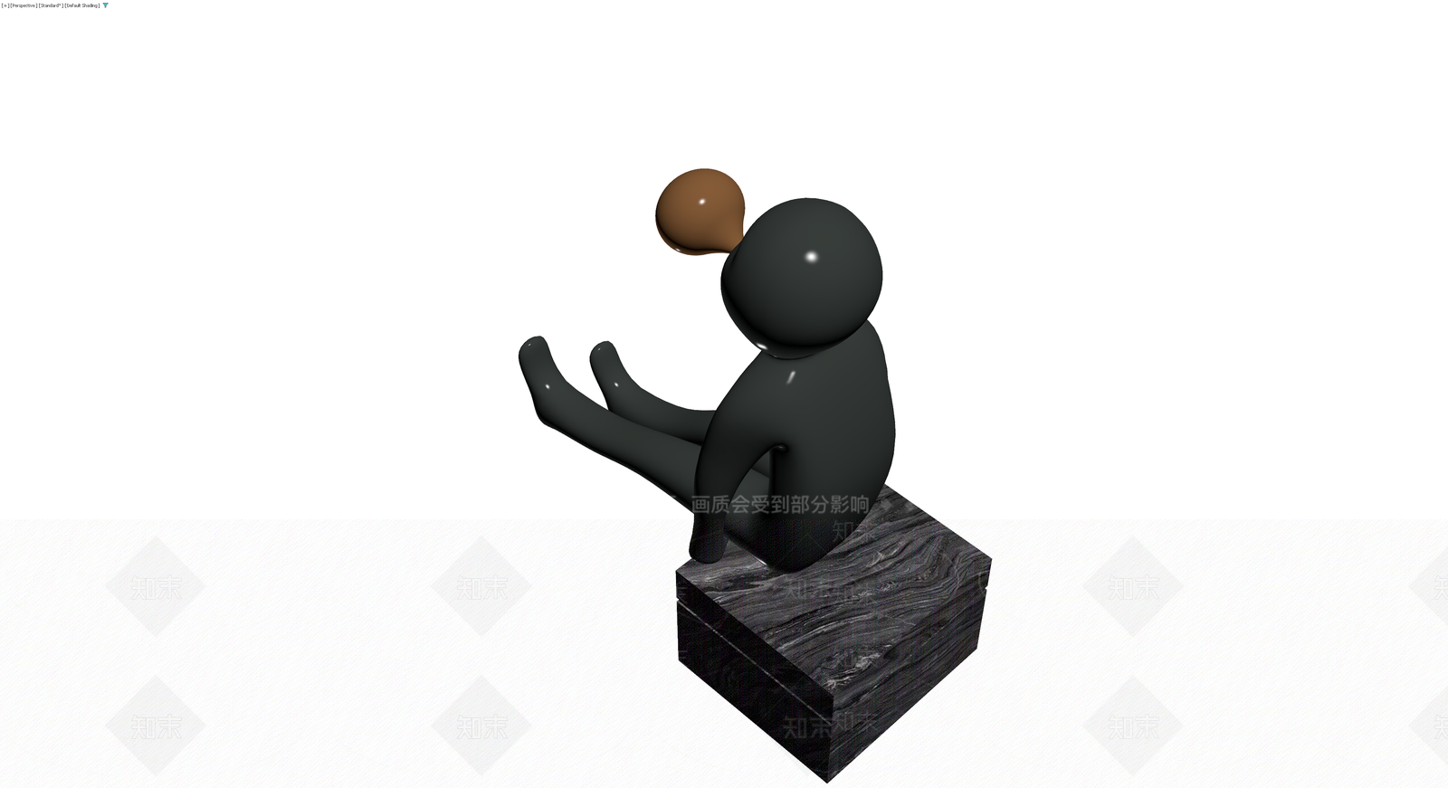 黑灰人形坐姿雕塑3D模型下载【ID:1229684911】