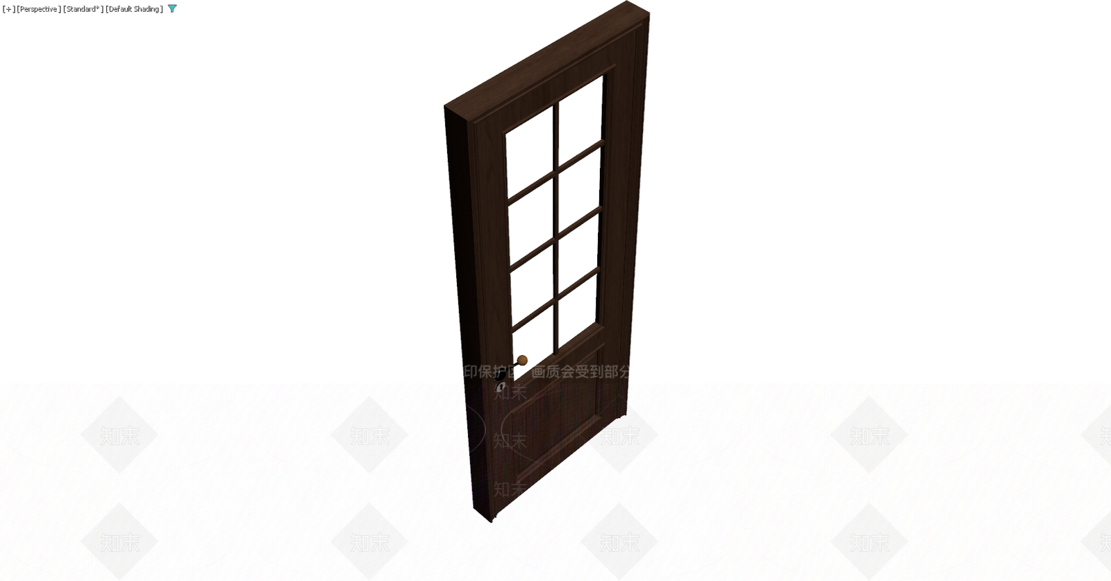 深棕色木质玻璃门3D模型下载【ID:1229594151】