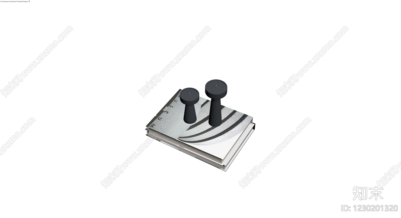 书本与蜡烛组合摆件3D模型下载【ID:1230201320】