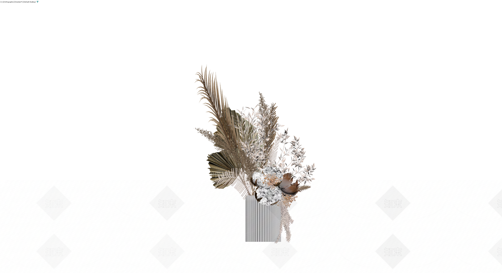 现代风格干花盆栽组合3D模型下载【ID:1230778788】