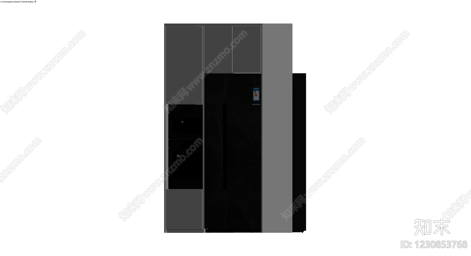 黑色嵌入式厨电组合柜3D模型下载【ID:1230853768】