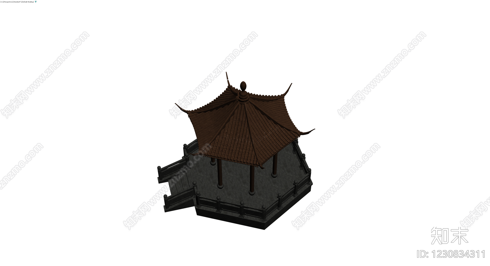 中式六角亭景观模型3D模型下载【ID:1230834311】