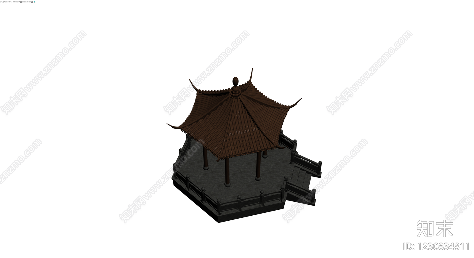 中式六角亭景观模型3D模型下载【ID:1230834311】