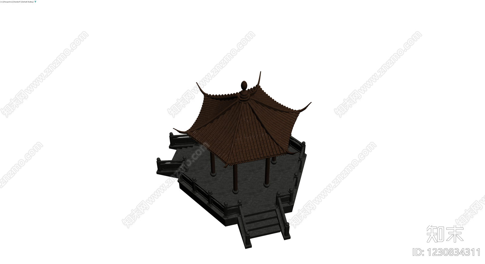 中式六角亭景观模型3D模型下载【ID:1230834311】