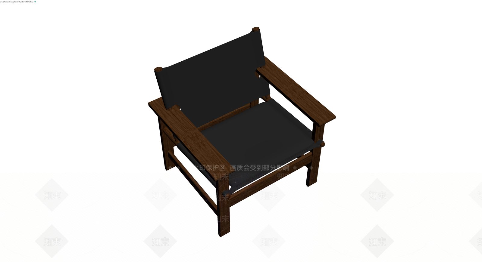 木质框架黑色皮面扶手椅3D模型下载【ID:1230736279】