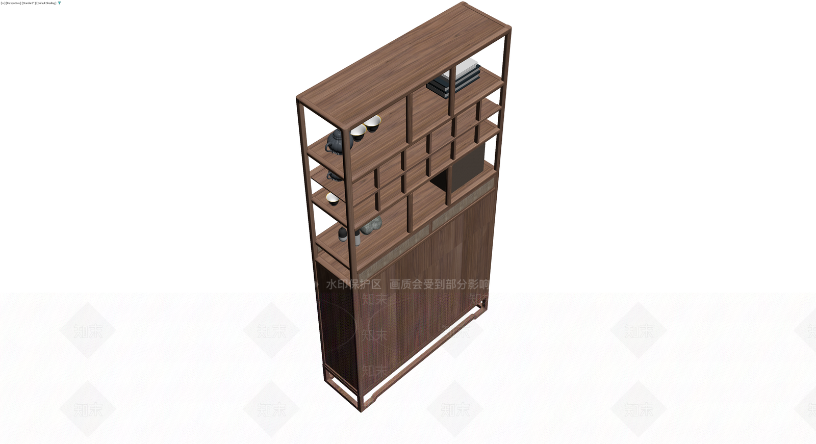 新中式木质博古架柜3D模型下载【ID:1230166316】