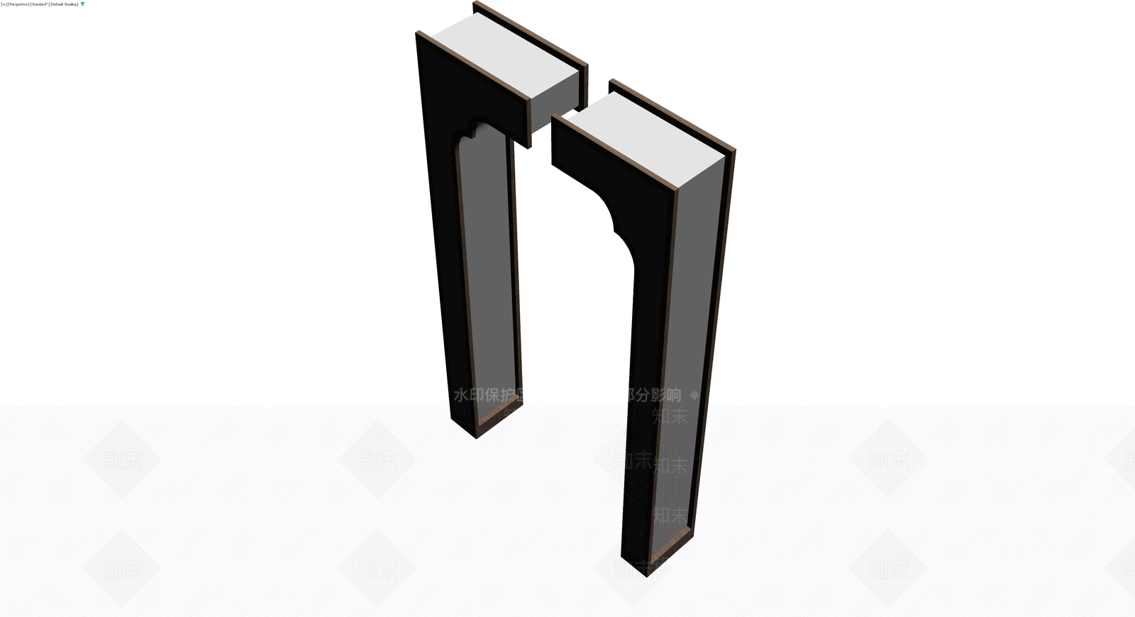 新中式木质拱形门框3D模型下载【ID:1229623744】