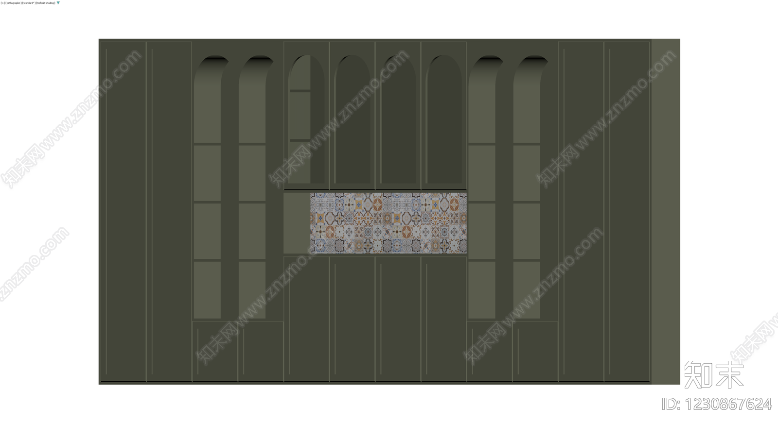 深灰拱形储物柜组合3D模型下载【ID:1230867624】