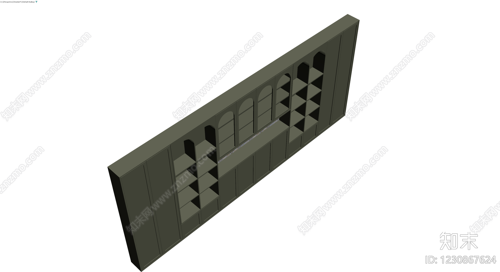 深灰拱形储物柜组合3D模型下载【ID:1230867624】