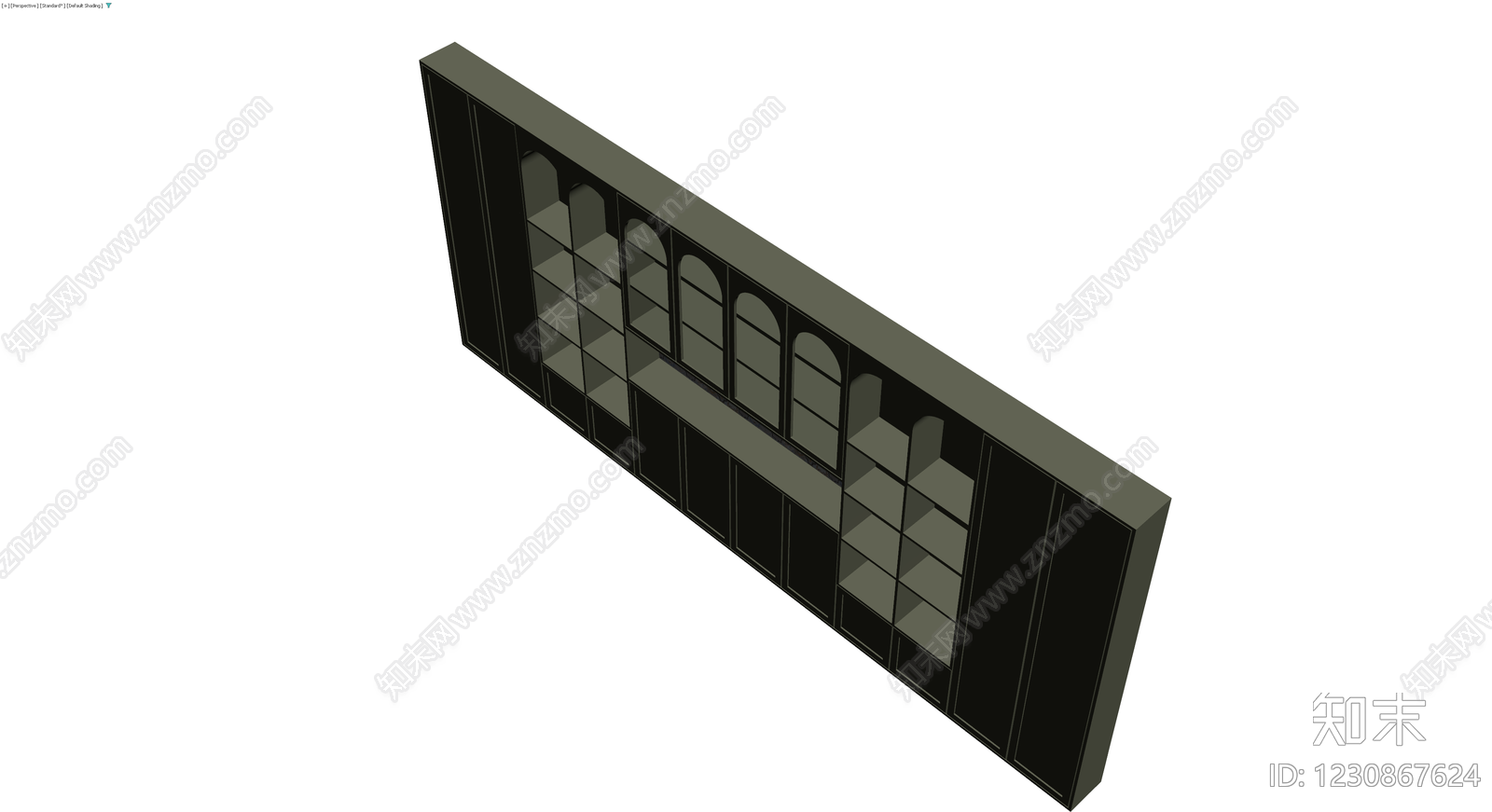 深灰拱形储物柜组合3D模型下载【ID:1230867624】