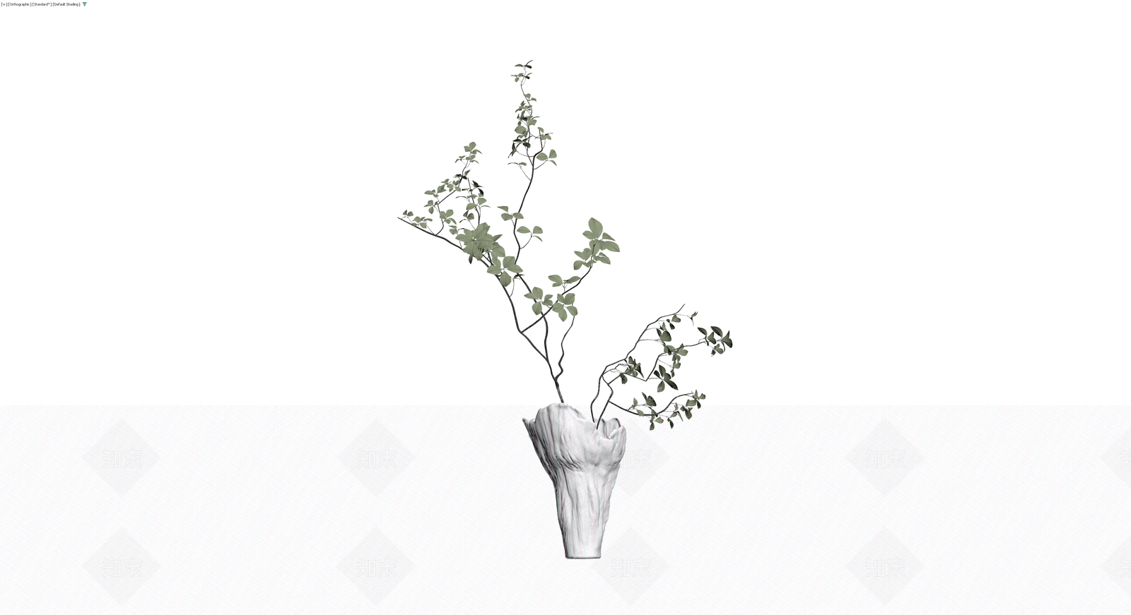 白色纹理花瓶配绿植3D模型下载【ID:1230461428】