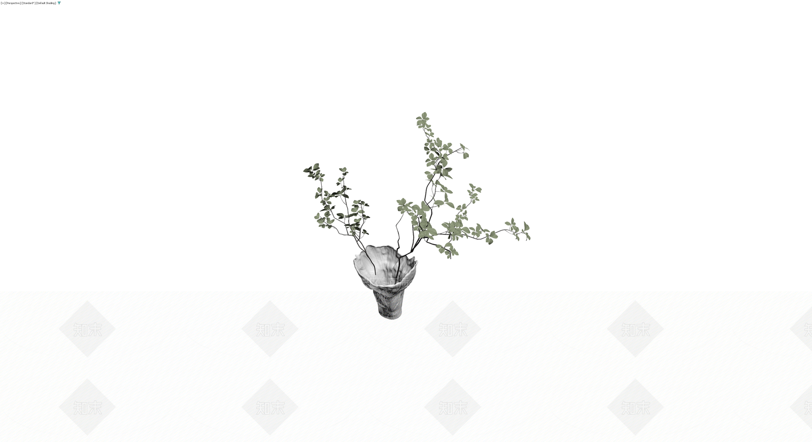 白色纹理花瓶配绿植3D模型下载【ID:1230461428】