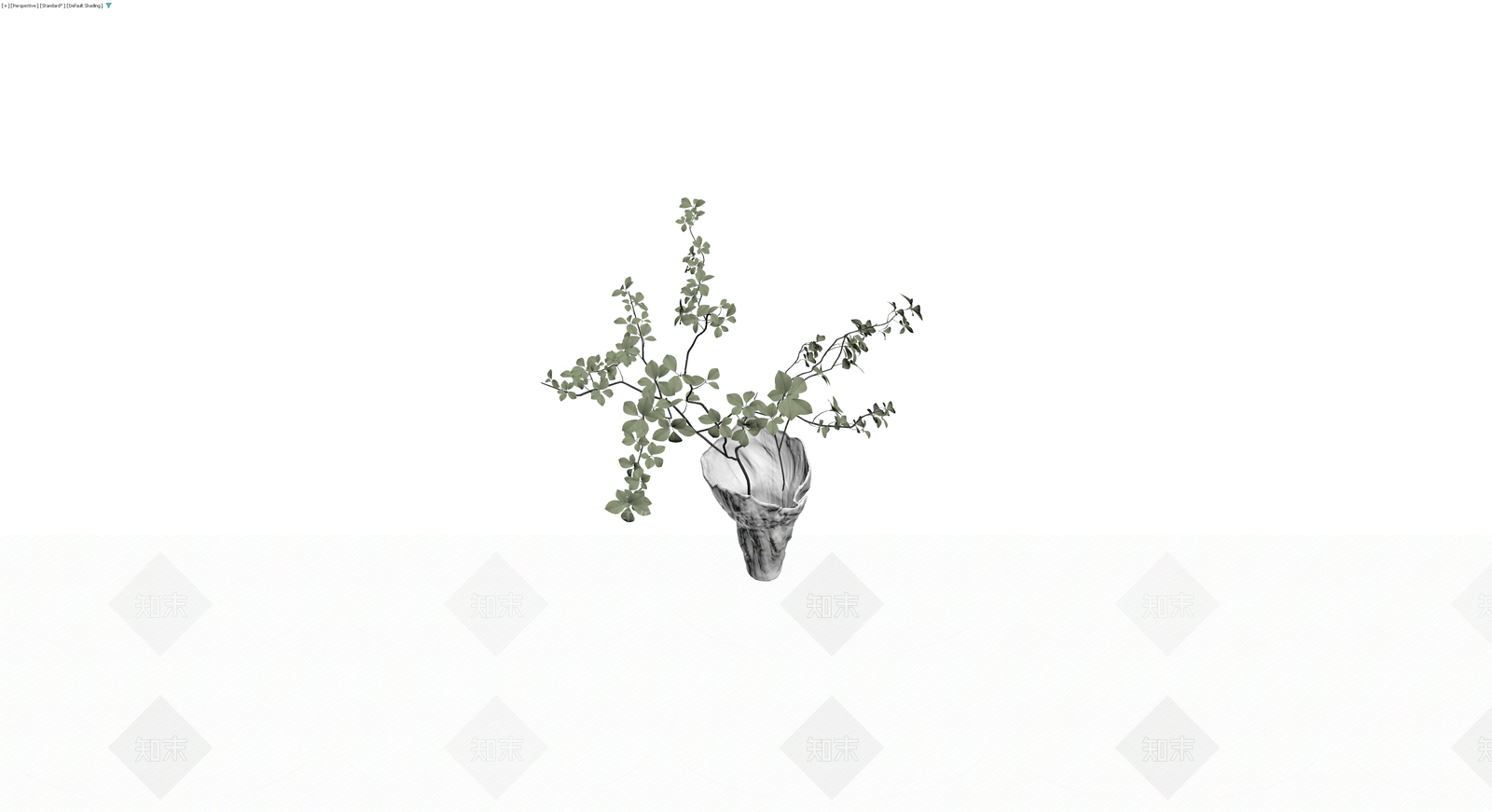 白色纹理花瓶配绿植3D模型下载【ID:1230461428】