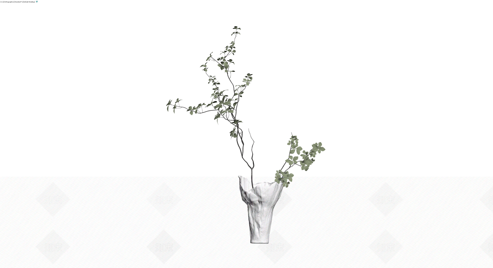 白色纹理花瓶配绿植3D模型下载【ID:1230461428】