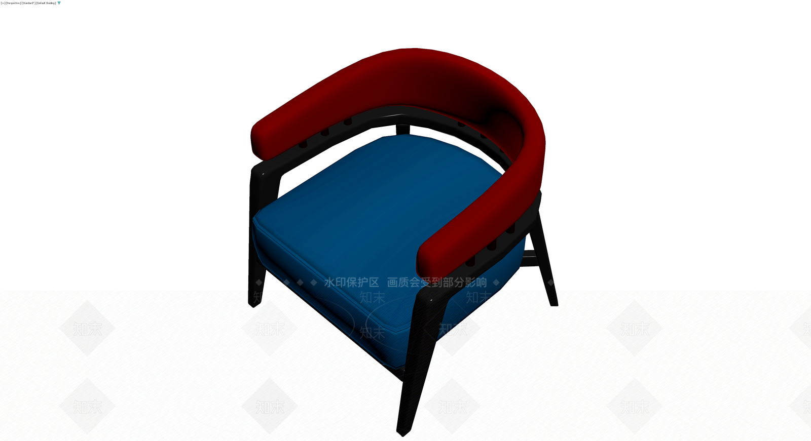 红蓝配色软包扶手椅3D模型下载【ID:1230108967】