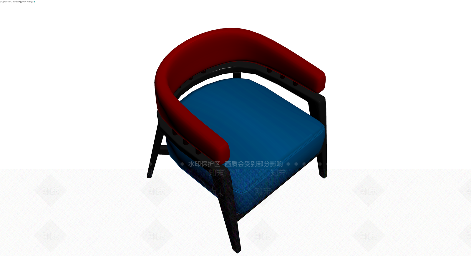 红蓝配色软包扶手椅3D模型下载【ID:1230108967】