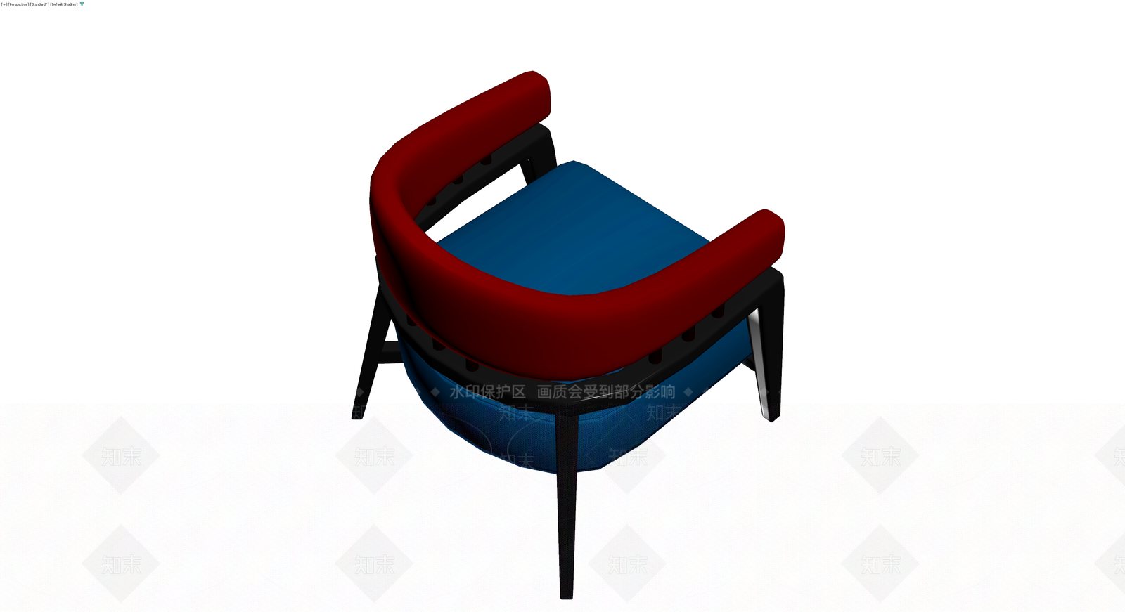 红蓝配色软包扶手椅3D模型下载【ID:1230108967】