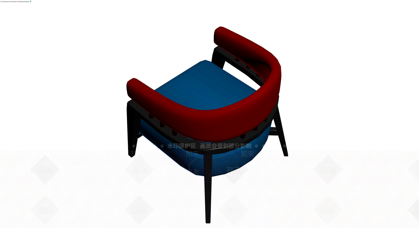 红蓝配色软包扶手椅3D模型下载【ID:1230108967】