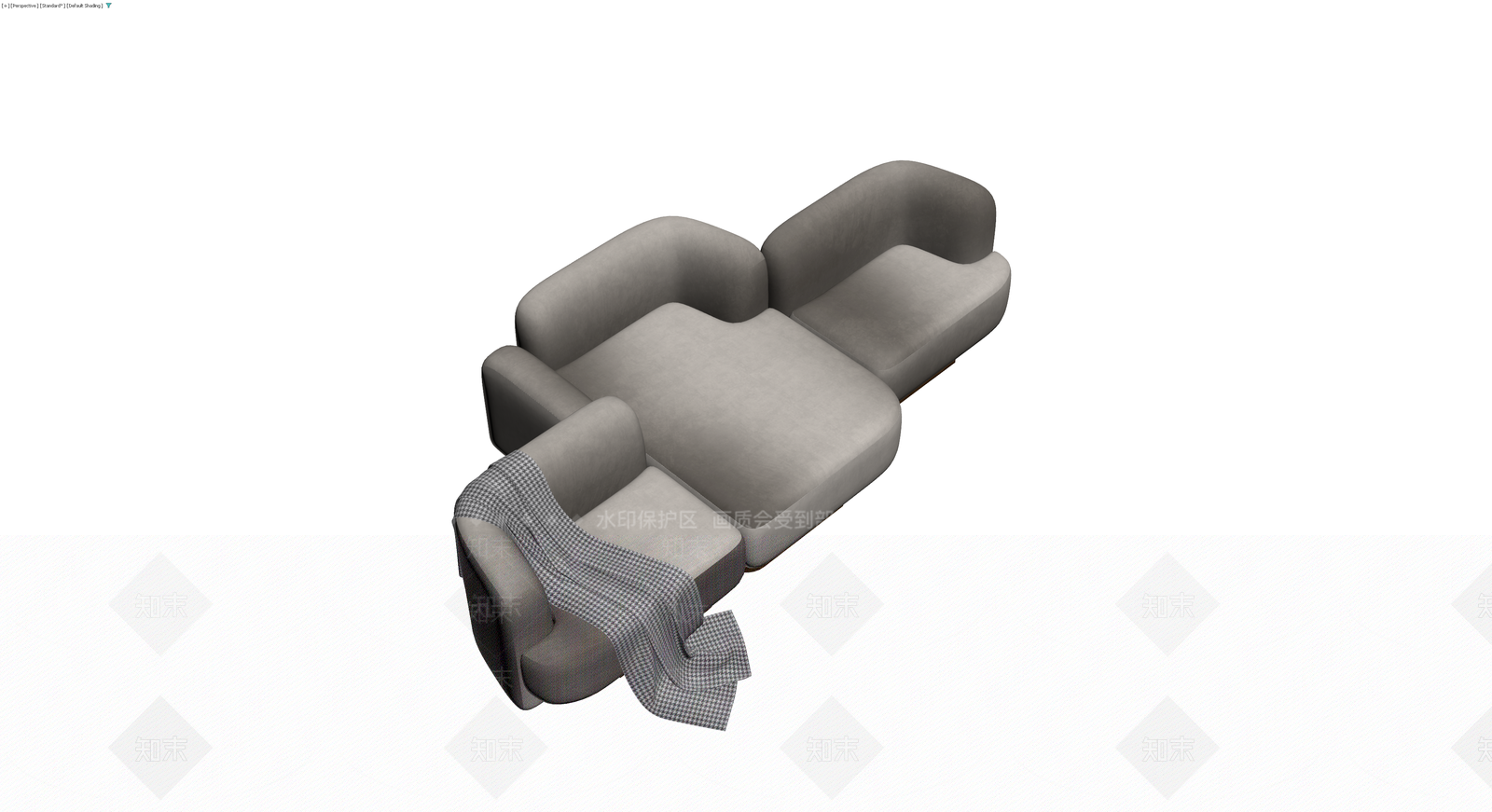 灰色布艺沙发组合3D模型下载【ID:1230638194】