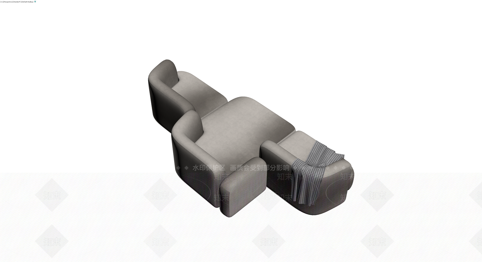 灰色布艺沙发组合3D模型下载【ID:1230638194】