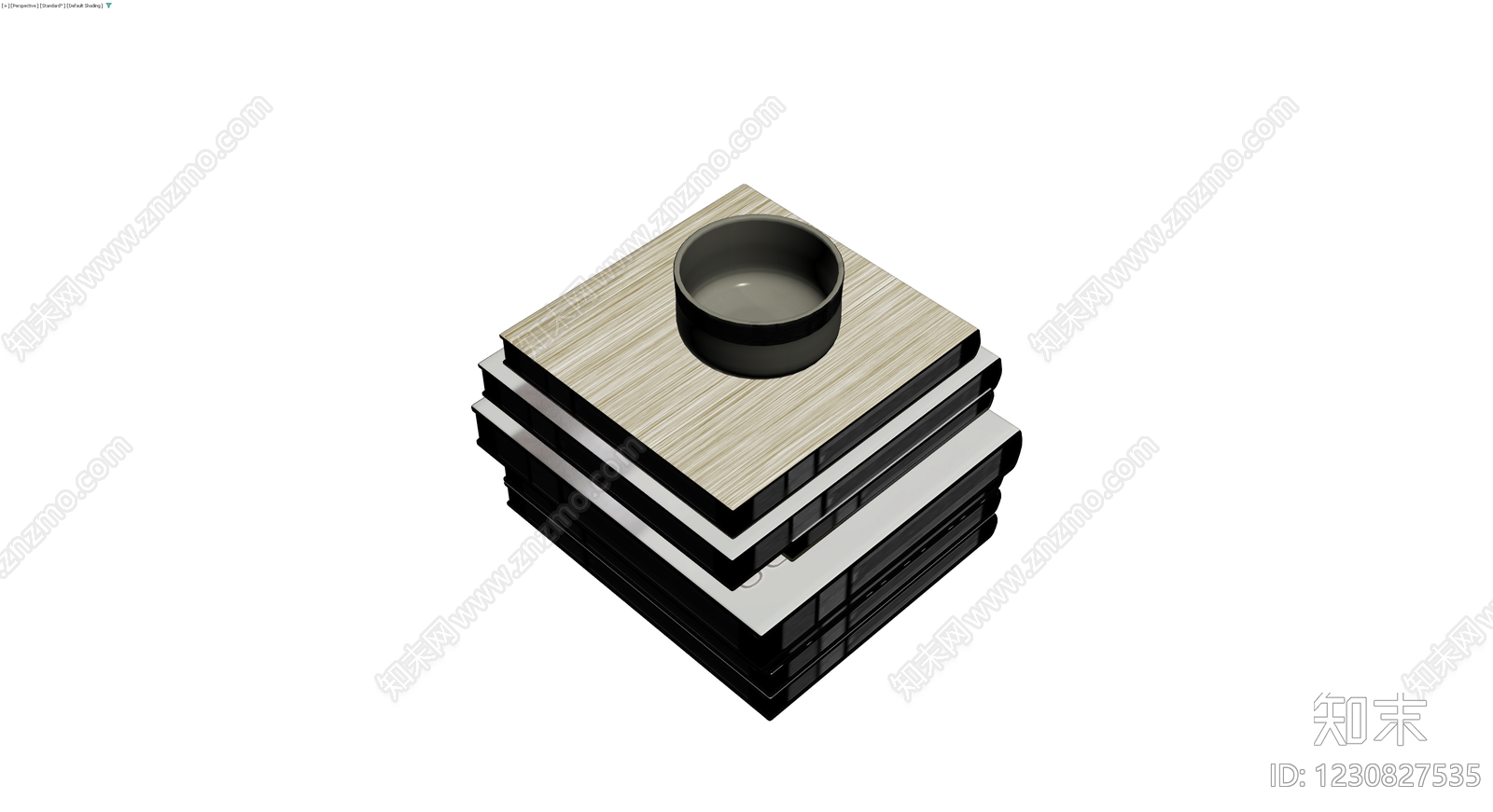 书籍与碗组合摆件3D模型下载【ID:1230827535】