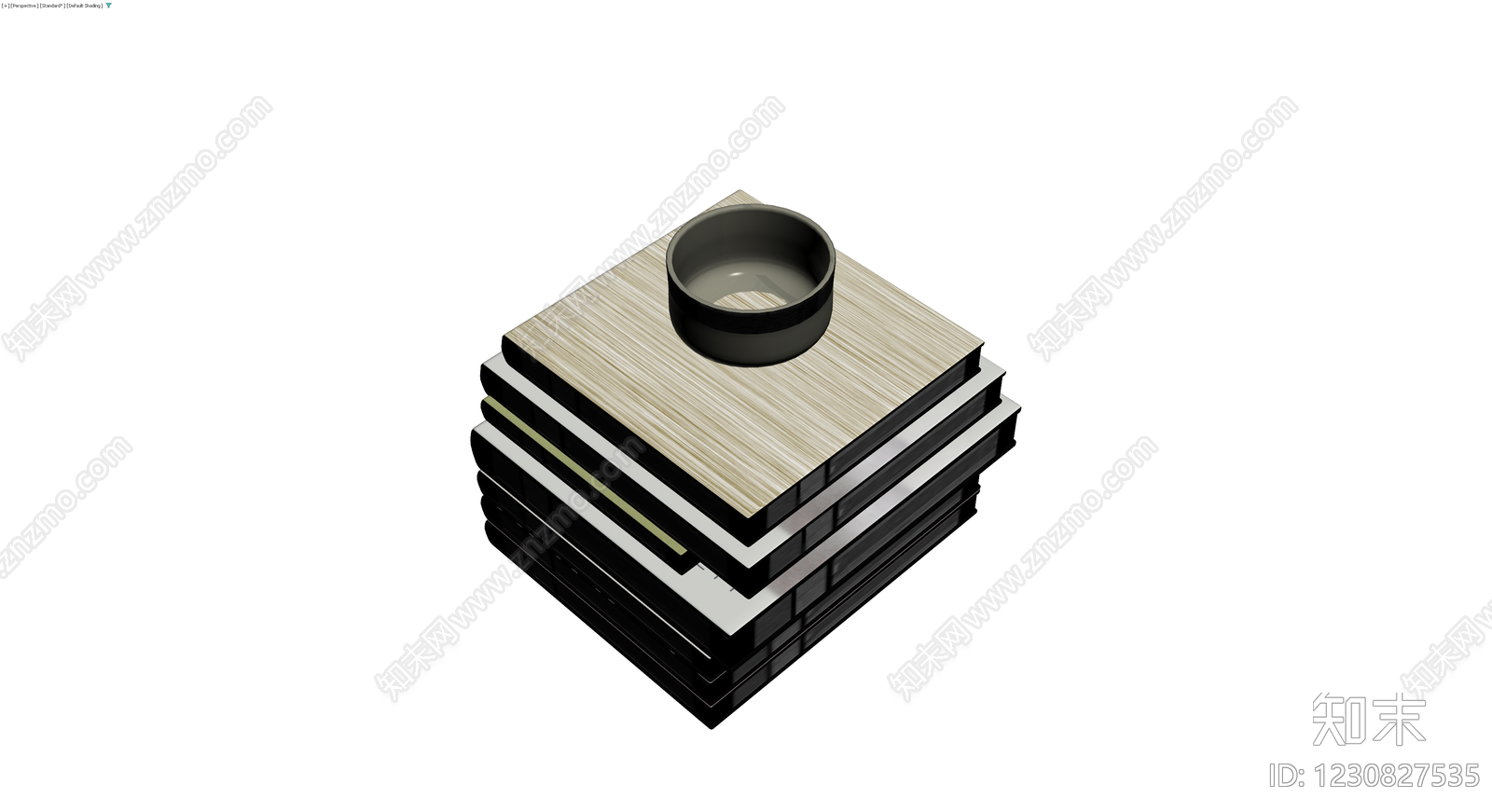 书籍与碗组合摆件3D模型下载【ID:1230827535】