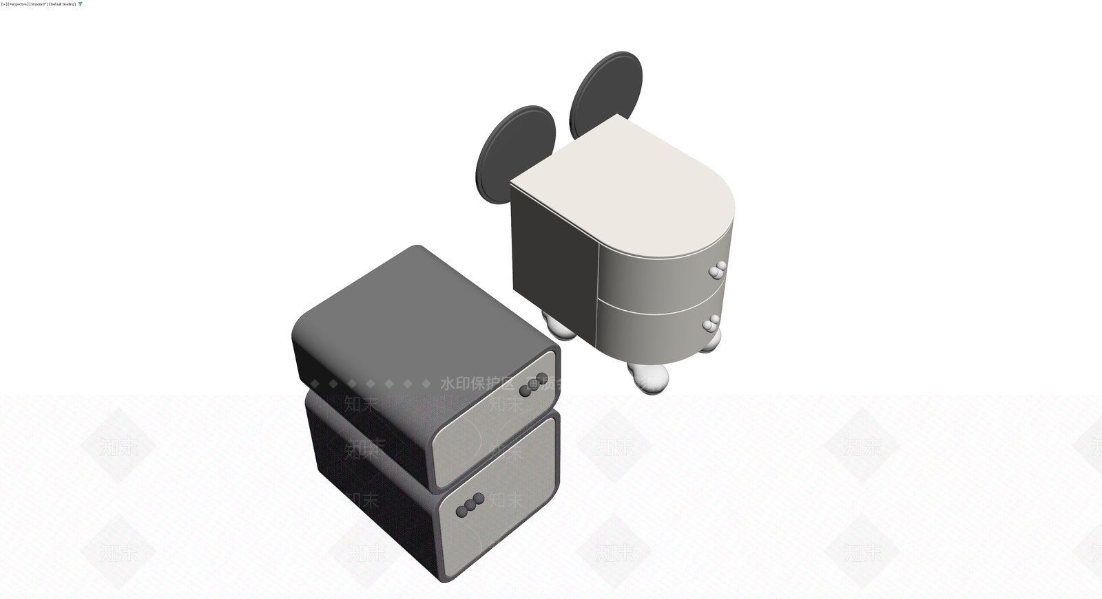 卡通风格床头柜组合3D模型下载【ID:1230693785】