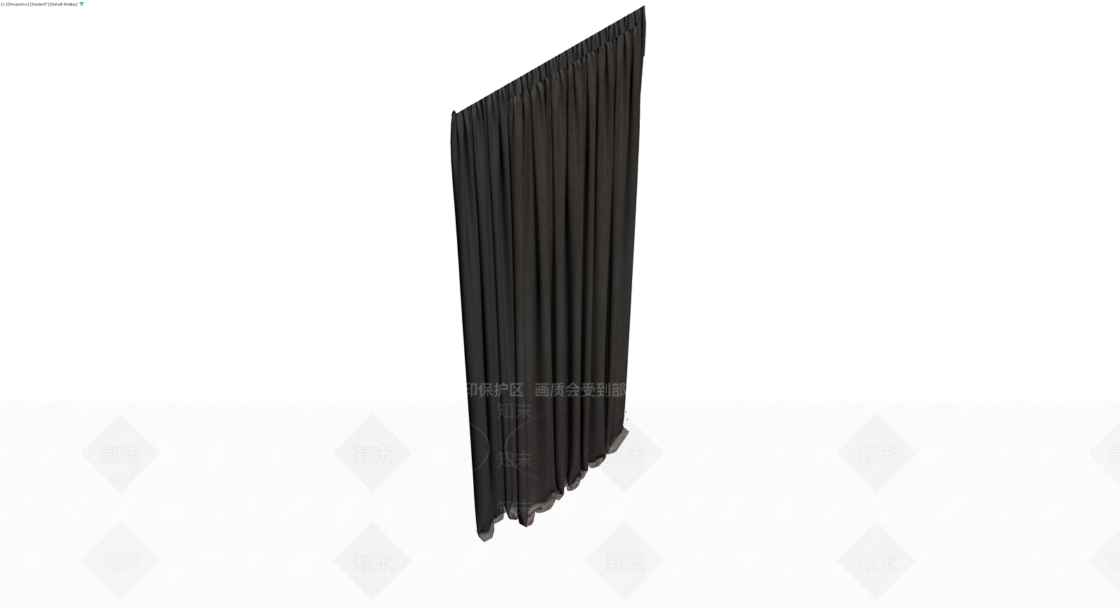 黑色褶皱布艺窗帘3D模型下载【ID:1230643291】
