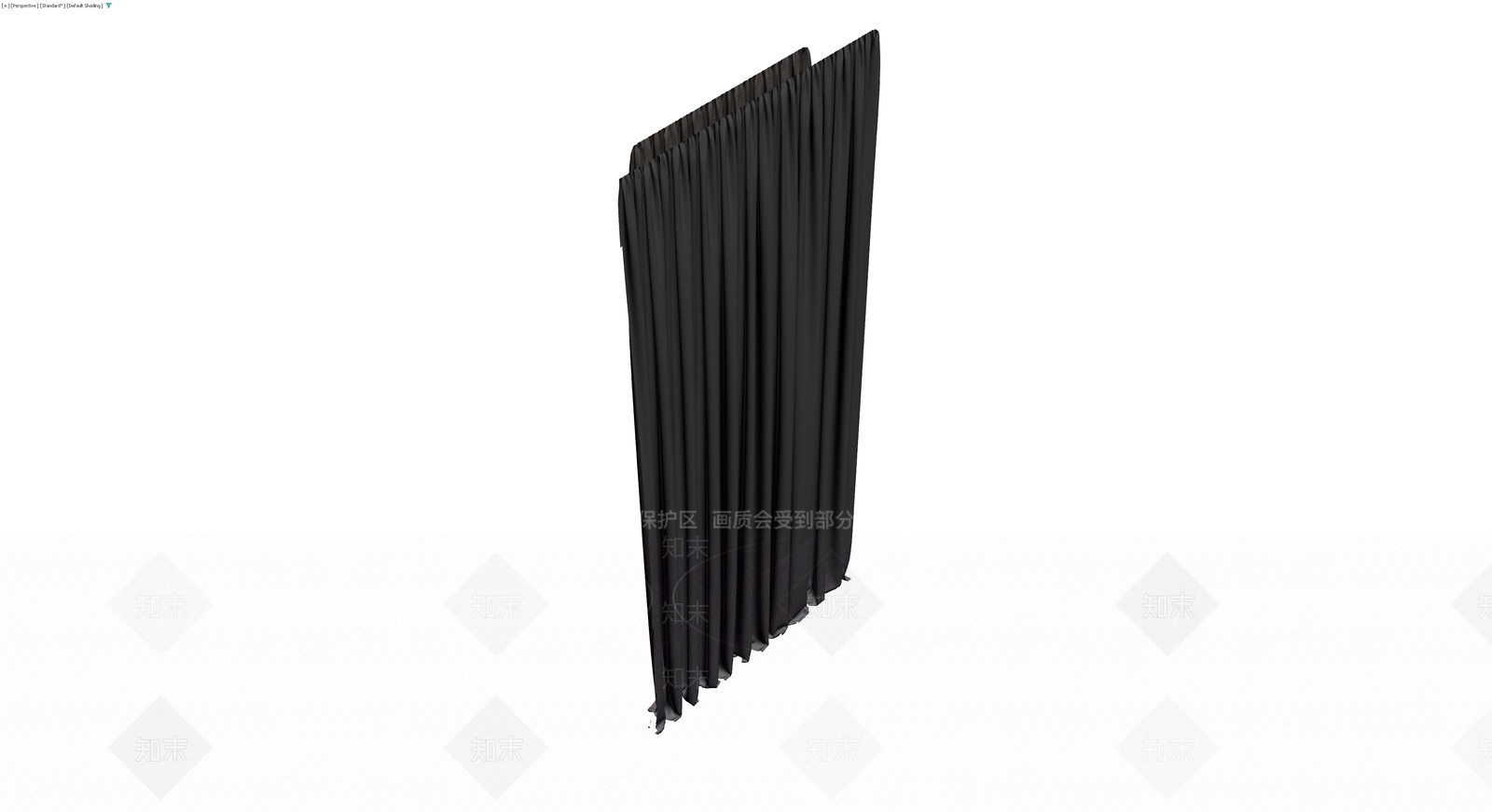 黑色褶皱布艺窗帘3D模型下载【ID:1230643291】