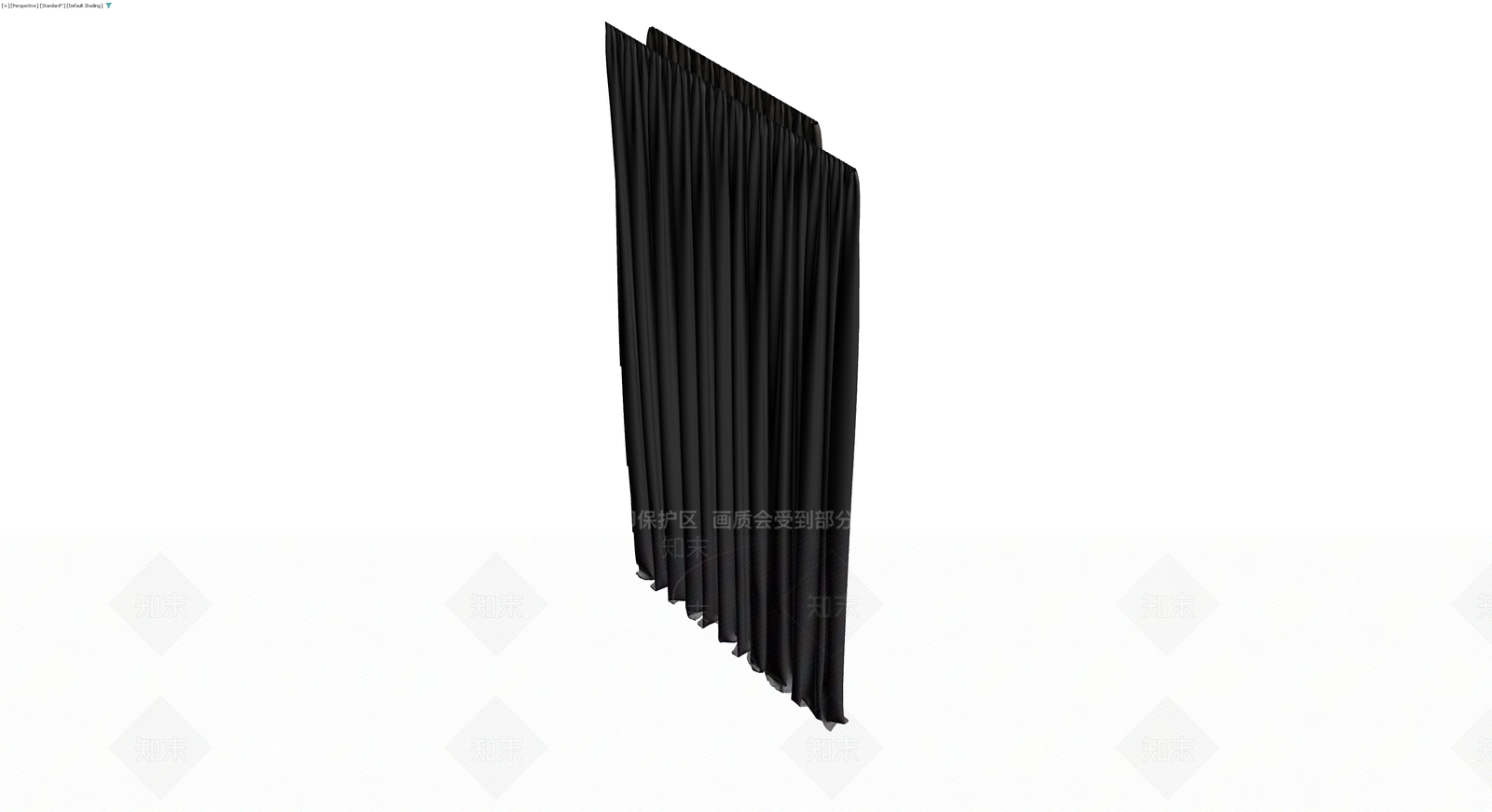 黑色褶皱布艺窗帘3D模型下载【ID:1230643291】