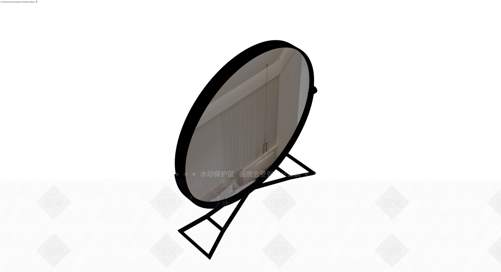 黑色椭圆LED化妆镜3D模型下载【ID:1230446584】