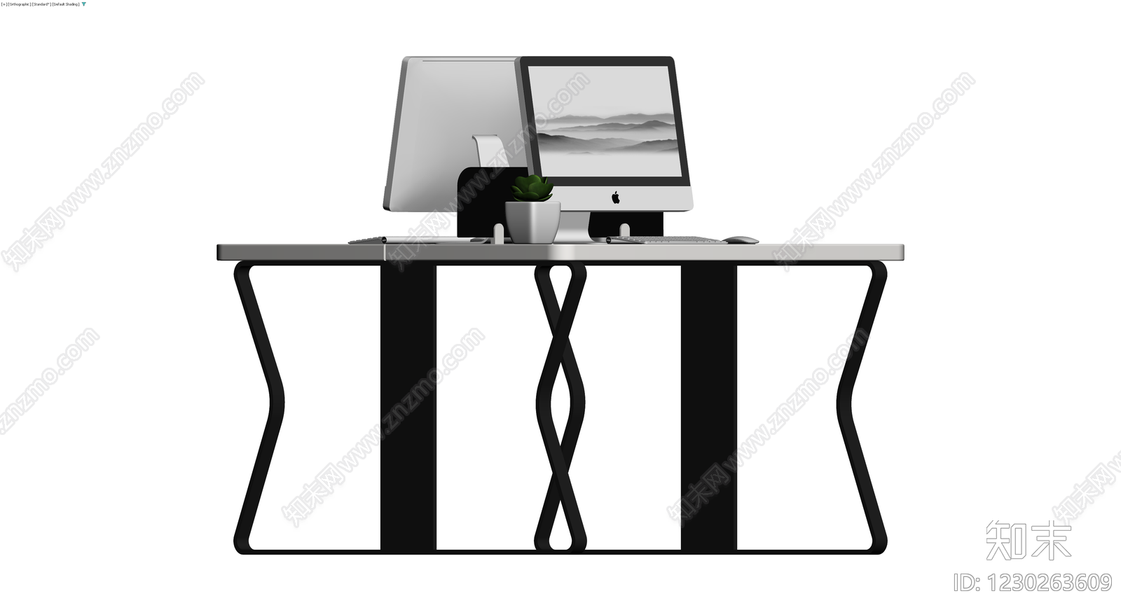 双人办公桌椅组合3D模型下载【ID:1230263609】