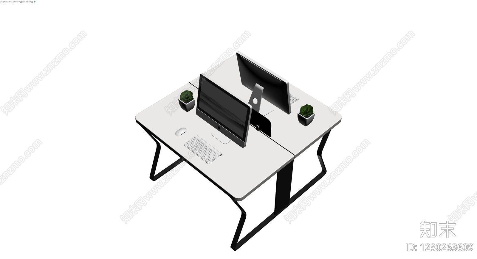 双人办公桌椅组合3D模型下载【ID:1230263609】