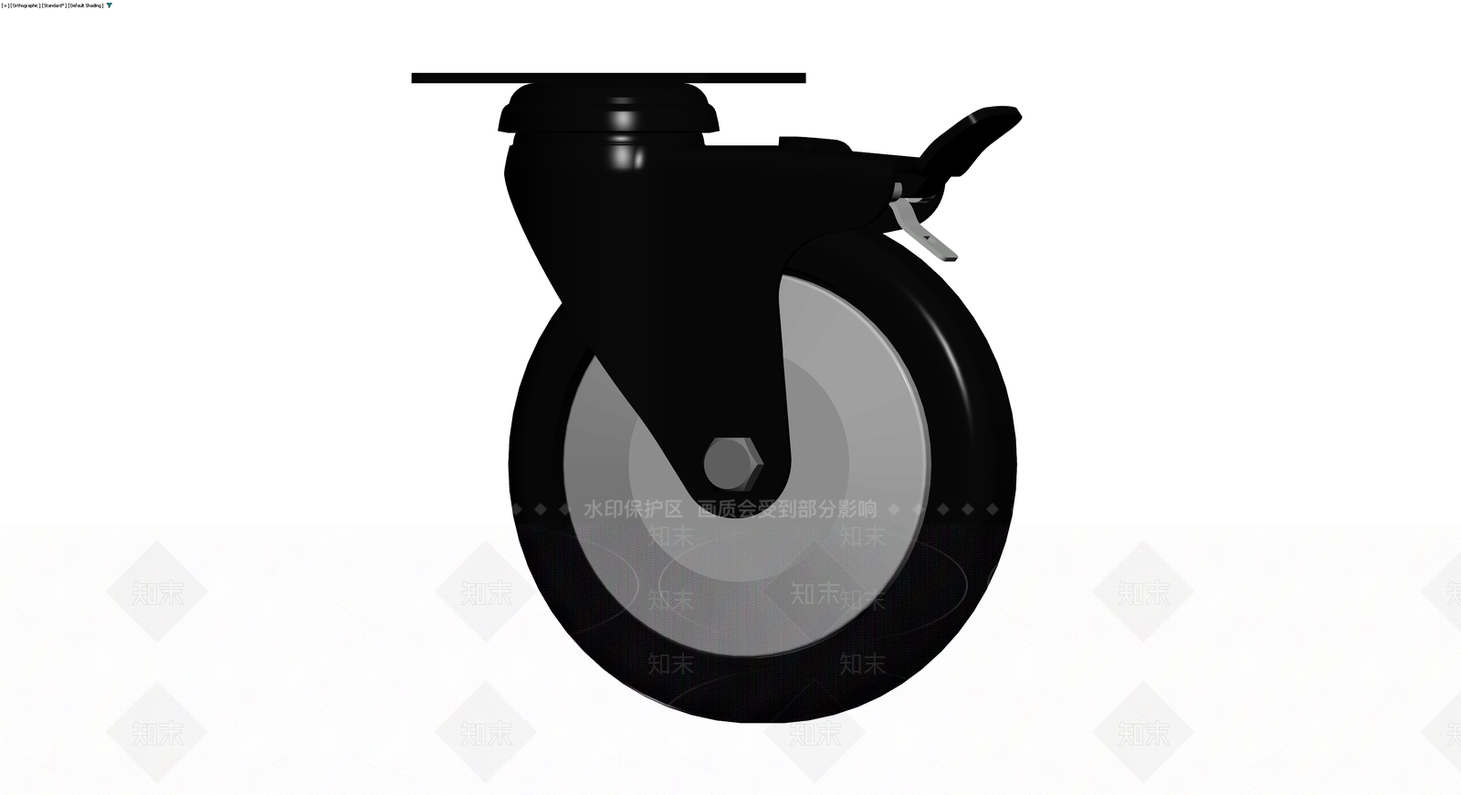 黑色脚轮带刹车3D模型下载【ID:1230771111】