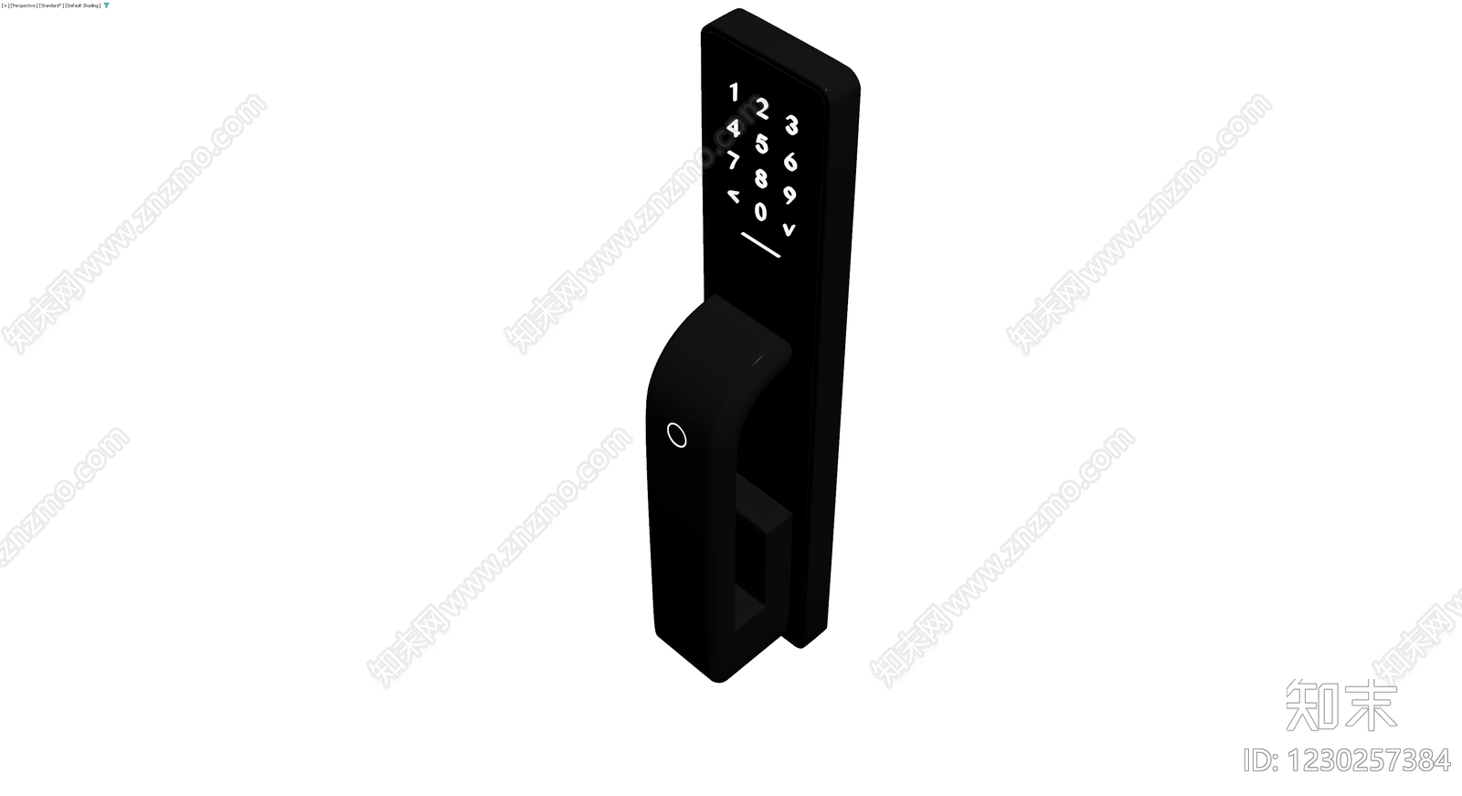 黑色智能指纹门锁3D模型下载【ID:1230257384】