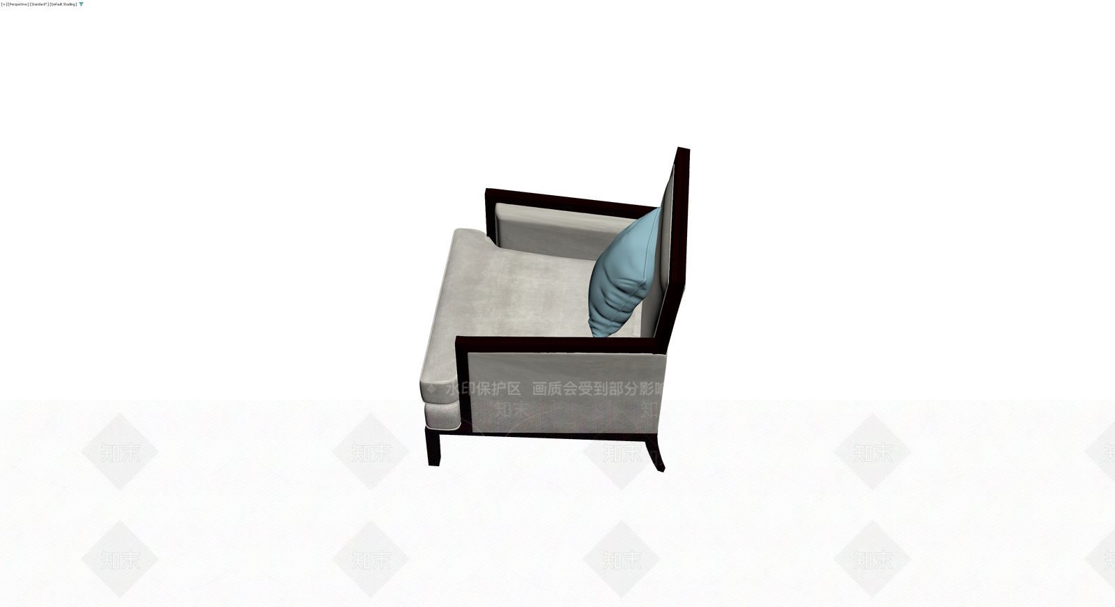 深色框架浅色布艺单人沙发3D模型下载【ID:1230408737】