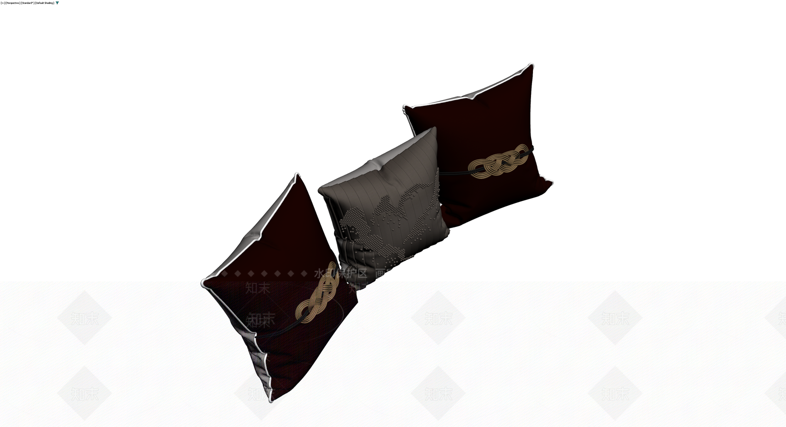 深红灰装饰抱枕组合3D模型下载【ID:1230650966】