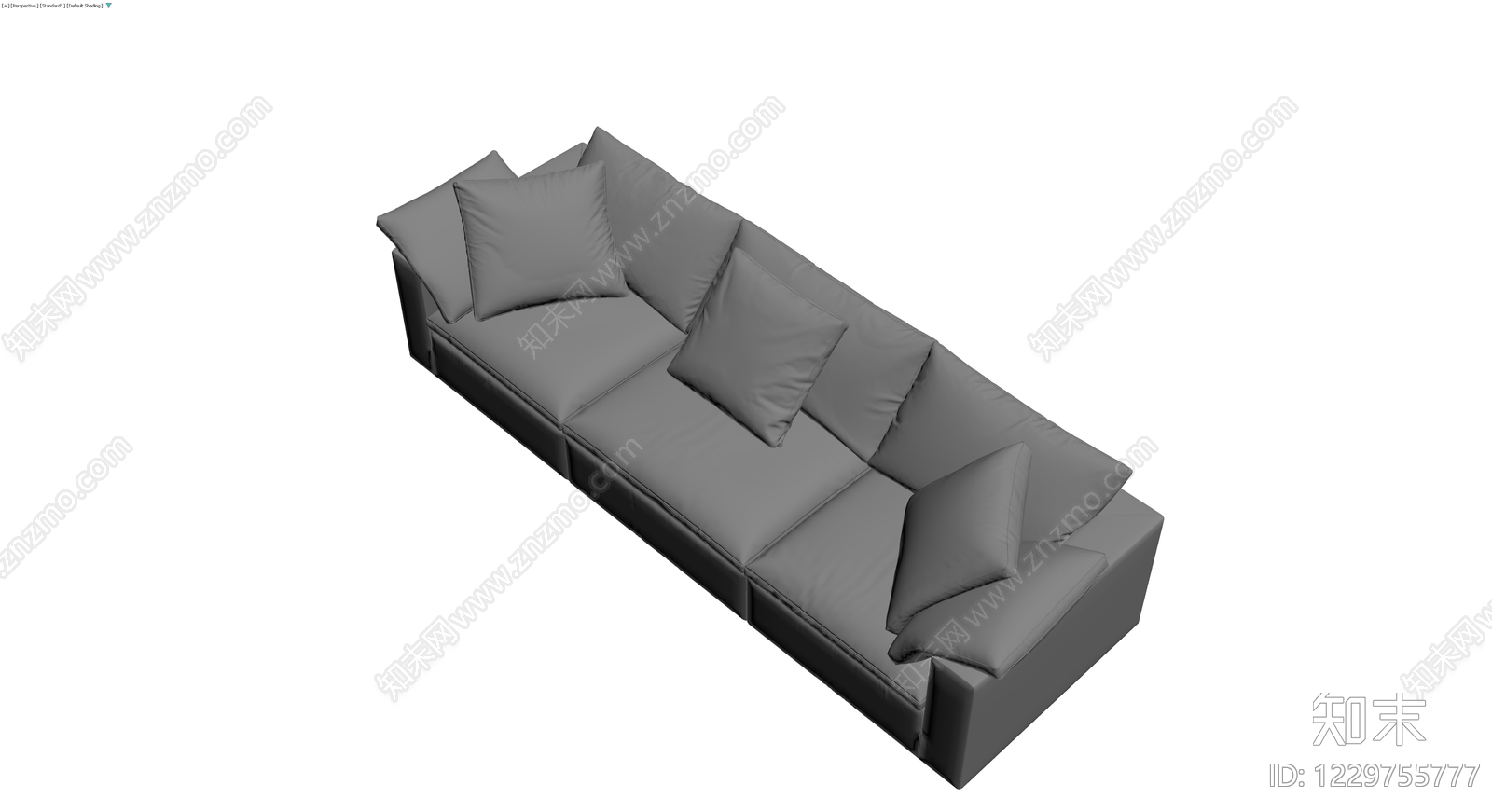 灰色三人位沙发模型3D模型下载【ID:1229755777】