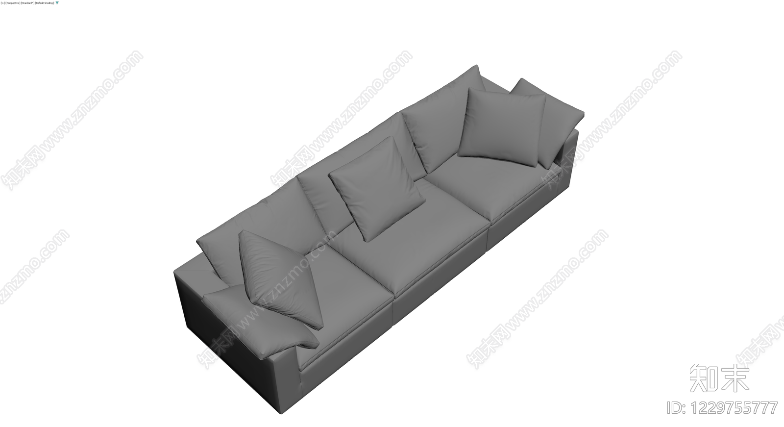 灰色三人位沙发模型3D模型下载【ID:1229755777】