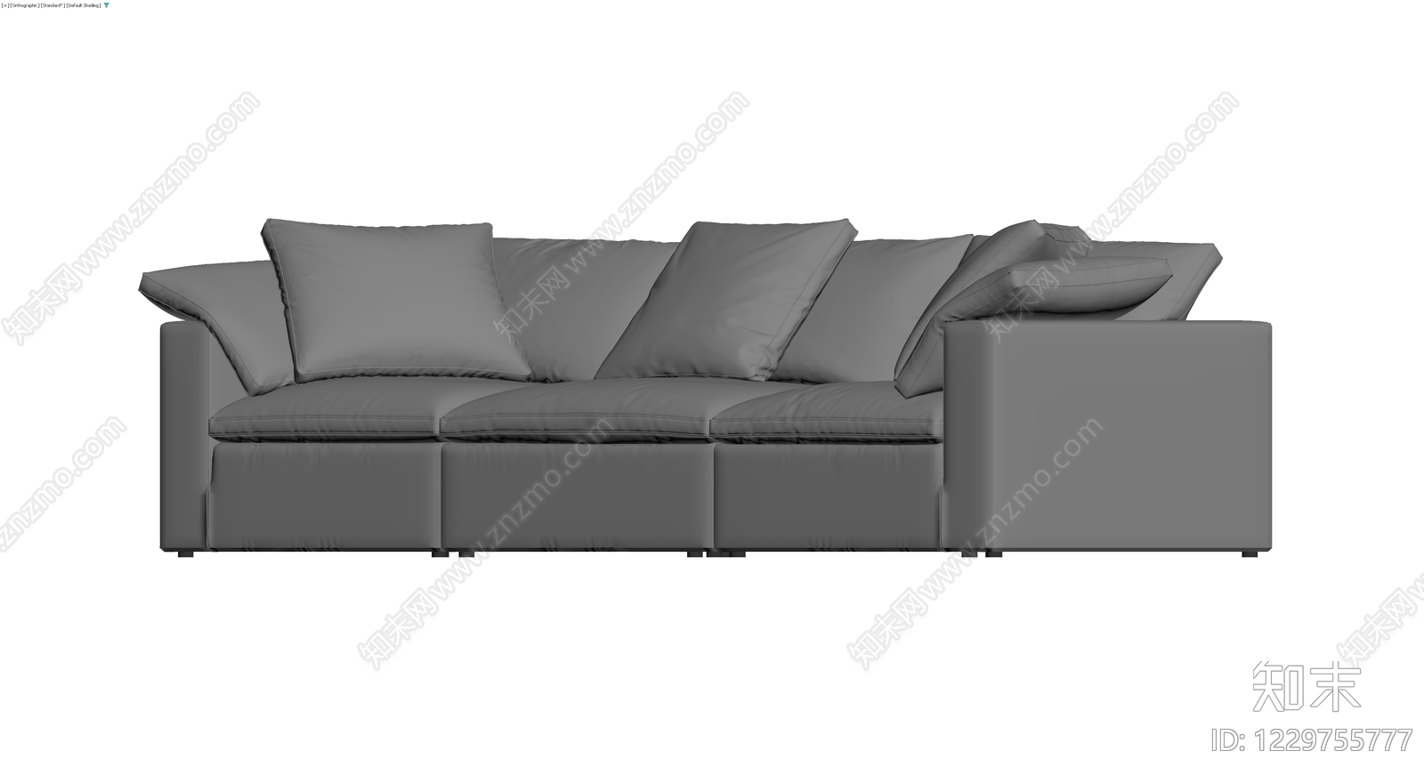灰色三人位沙发模型3D模型下载【ID:1229755777】