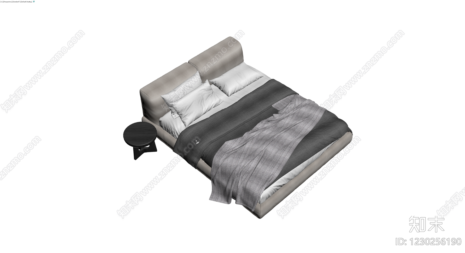 现代软包双人床组合3D模型下载【ID:1230256190】