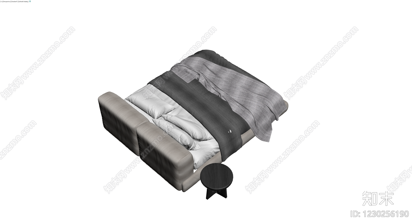 现代软包双人床组合3D模型下载【ID:1230256190】