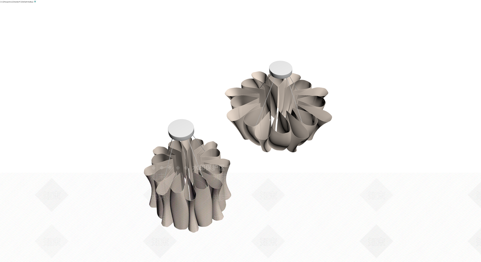 双头褶皱吊灯3D模型下载【ID:1230377359】