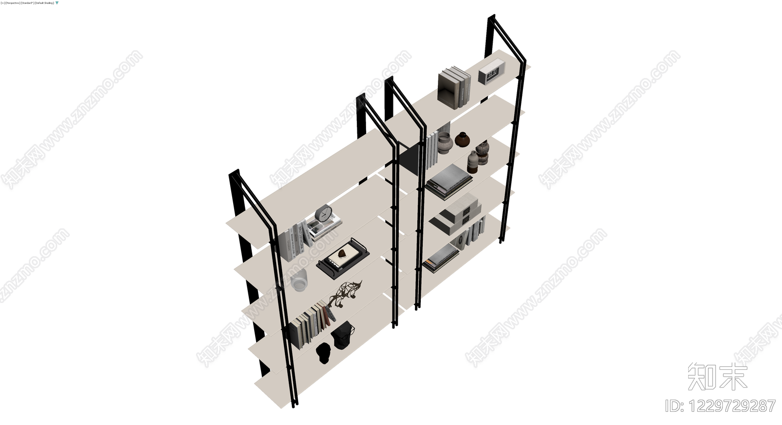 黑色金属置物架组合3D模型下载【ID:1229729287】